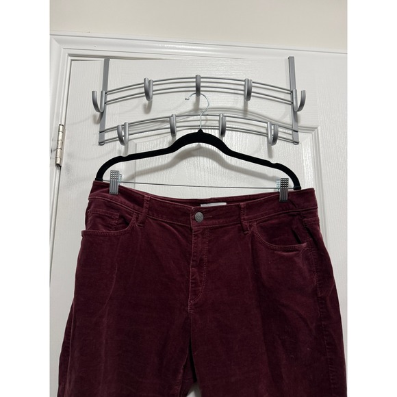 LOFT Curvy Skinny Corduroy Pants Burgundy Wine Size 14 32 High Rise classic - Picture 9 of 16